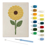 Golden Sunflower punch needle kit: finished canvas with threads, punch needle and threader