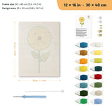 Golden Sunflower punch needle kit, 12 × 16 in (30 × 40 cm): canvas size and kit contents