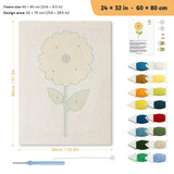 Golden Sunflower punch needle kit, 24 × 32 in (60 × 80 cm): canvas size and kit contents