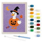 Goose in a Pumpkin punch needle kit: finished canvas with threads, punch needle and threader