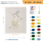 Goose in a Pumpkin punch needle kit, 16 × 20 in (40 × 50 cm): canvas size and kit contents