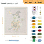 Goose in a Pumpkin punch needle kit, 20 × 24 in (50 × 60 cm): canvas size and kit contents