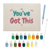 Got This Lettering punch needle kit: finished canvas with threads, punch needle and threader