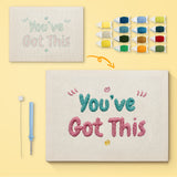 Got This Lettering canvas before and after punching, with the threads and tools