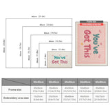 Size chart for punch needle kits from 20 x 30 cm to 60 x 80 cm