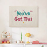 Finished Got This Lettering punch needle canvas on a wall