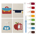 Graduation Satchel mini punch needle kit set: four finished canvases with threads, punch needle and threader
