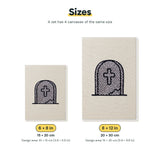 Size chart for the two mini canvas sizes: 6 x 8 in and 8 x 12 in