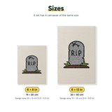 Size chart for the two mini canvas sizes: 6 x 8 in and 8 x 12 in