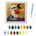 Graveyard Mummy punch needle kit: finished canvas with threads, punch needle and threader
