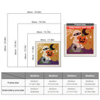 Size chart for square punch needle kits from 30 x 30 cm to 60 x 60 cm