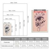 Size chart for punch needle kits from 20 x 30 cm to 60 x 80 cm