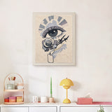 Finished Gray Rose Eye punch needle canvas on a wall