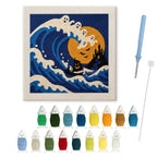 Great Ghost Wave punch needle kit: finished canvas with threads, punch needle and threader