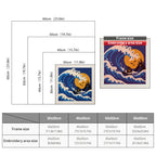 Size chart for square punch needle kits from 30 x 30 cm to 60 x 60 cm
