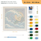 Great Ghost Wave punch needle kit, 24 × 24 in (60 × 60 cm): canvas size and kit contents