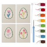 Green Egg Posies mini punch needle kit set: four finished canvases with threads, punch needle and threader