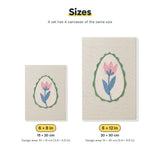 Size chart for the two mini canvas sizes: 6 x 8 in and 8 x 12 in
