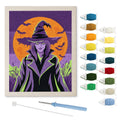 Green-Eyed Witch punch needle kit: finished canvas with threads, punch needle and threader