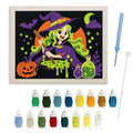 Green-Haired Potion Witch punch needle kit: finished canvas with threads, punch needle and threader