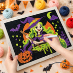 Punching the Green-Haired Potion Witch design with the punch needle