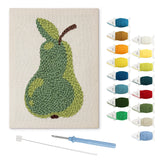 Green Pear punch needle kit: finished canvas with threads, punch needle and threader