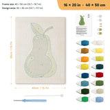 Green Pear punch needle kit, 16 × 20 in (40 × 50 cm): canvas size and kit contents