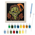 Grinning Zombie punch needle kit: finished canvas with threads, punch needle and threader