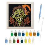 Grinning Zombie punch needle kit: finished canvas with threads, punch needle and threader