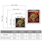 Size chart for square punch needle kits from 30 x 30 cm to 60 x 60 cm