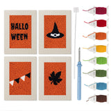 Halloween Bunting mini punch needle kit set: four finished canvases with threads, punch needle and threader