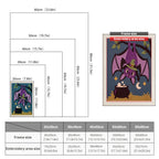 Size chart for punch needle kits from 20 x 30 cm to 60 x 80 cm