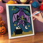 Punching the Hanging Bat Witch design with the punch needle