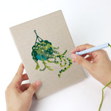 Punching a Hanging Plant Corner mini canvas with the punch needle
