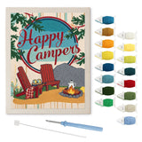 Happy Campers punch needle kit: finished canvas with threads, punch needle and threader