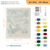 Happy Campers punch needle kit, 16 × 20 in (40 × 50 cm): canvas size and kit contents