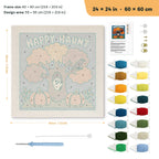 Happy Haunt Tree punch needle kit, 24 × 24 in (60 × 60 cm): canvas size and kit contents