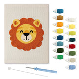 Happy Lion punch needle kit: finished canvas with threads, punch needle and threader