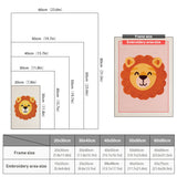 Size chart for punch needle kits from 20 x 30 cm to 60 x 80 cm