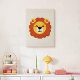 Finished Happy Lion punch needle canvas on a wall