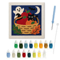 Harvest Basket Cat punch needle kit: finished canvas with threads, punch needle and threader