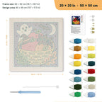 Harvest Basket Cat punch needle kit, 20 × 20 in (50 × 50 cm): canvas size and kit contents