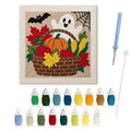 Harvest Basket Ghost punch needle kit: finished canvas with threads, punch needle and threader