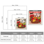 Size chart for square punch needle kits from 30 x 30 cm to 60 x 60 cm