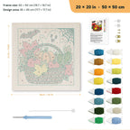 Harvest Basket Ghost punch needle kit, 20 × 20 in (50 × 50 cm): canvas size and kit contents