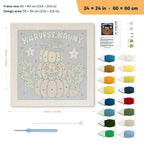 Harvest Haunt Stack punch needle kit, 24 × 24 in (60 × 60 cm): canvas size and kit contents