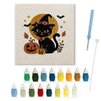Harvest Moon Cat punch needle kit: finished canvas with threads, punch needle and threader