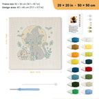 Harvest Moon Cat punch needle kit, 20 × 20 in (50 × 50 cm): canvas size and kit contents
