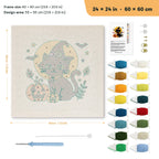 Harvest Moon Cat punch needle kit, 24 × 24 in (60 × 60 cm): canvas size and kit contents