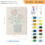 Heart Flower Pot punch needle kit, 16 × 20 in (40 × 50 cm): canvas size and kit contents